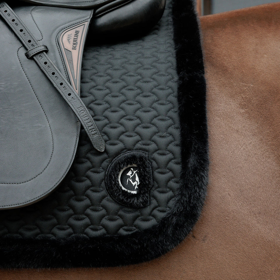 Kentucky Horsewear Faux Fur Trim Dressage Saddle Cloth - Black