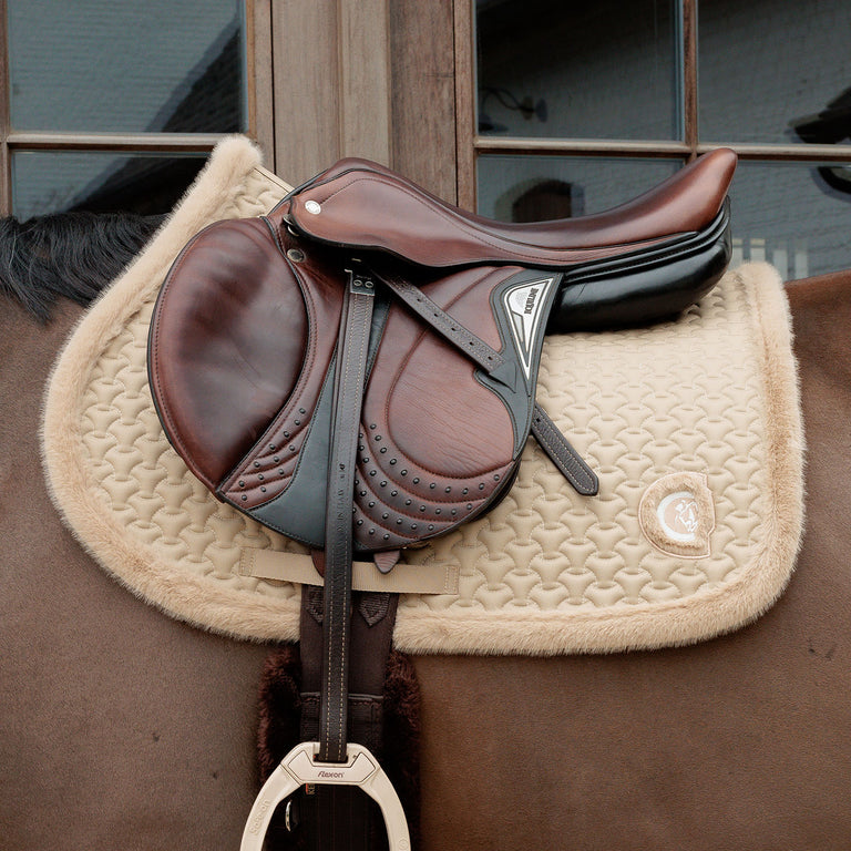 Kentucky Horsewear Faux Fur Trim Jumping Saddle Cloth - Beige