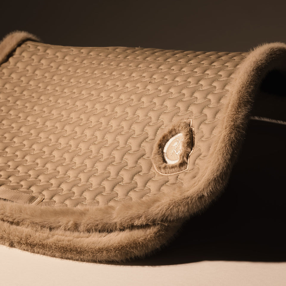 Kentucky Horsewear Faux Fur Trim Jumping Saddle Cloth - Beige