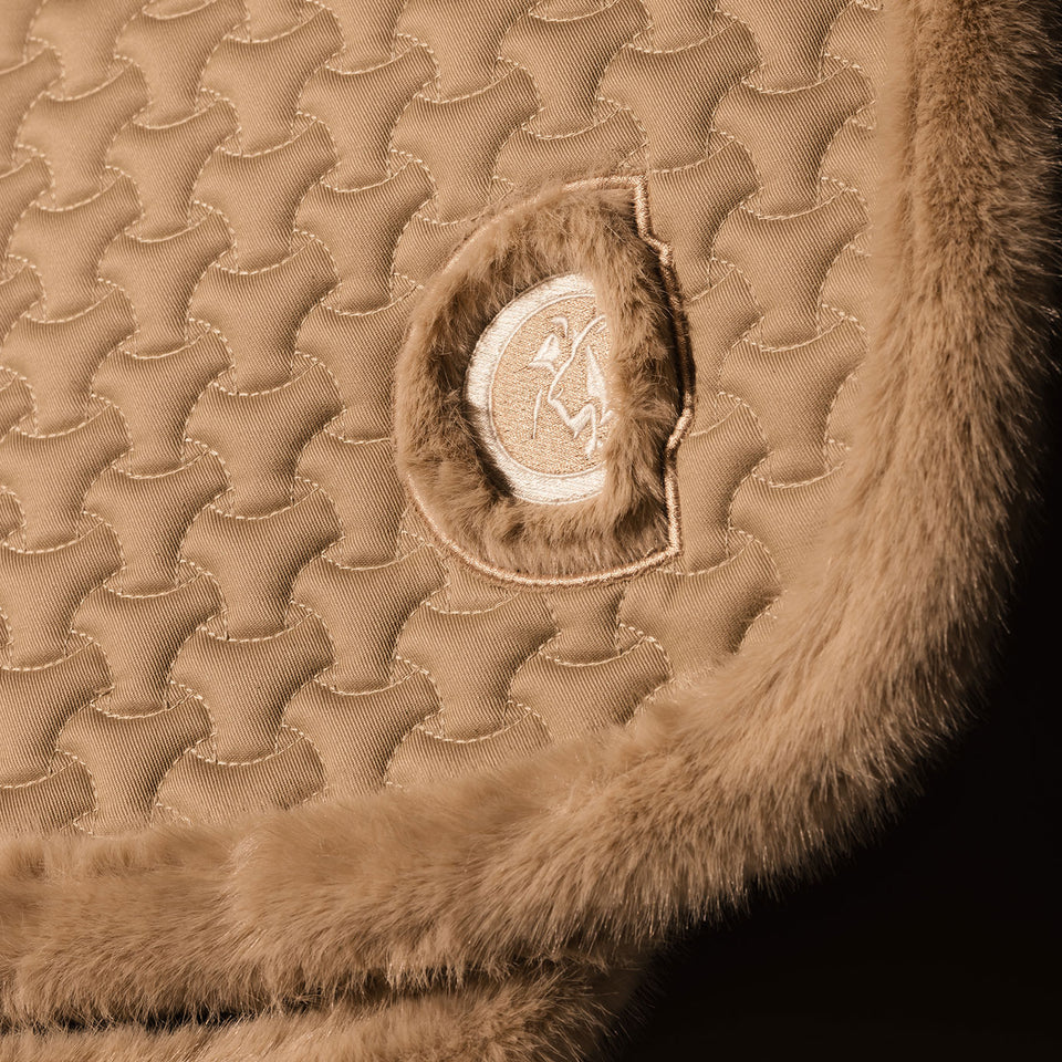 Kentucky Horsewear Faux Fur Trim Jumping Saddle Cloth - Beige