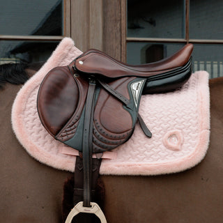 Kentucky Horsewear Faux Fur Trim Jumping Saddle Cloth - Old Rose