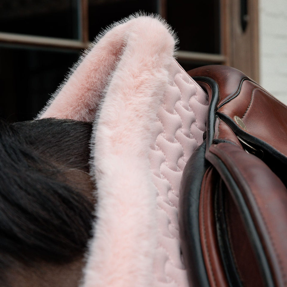 Kentucky Horsewear Faux Fur Trim Jumping Saddle Cloth - Old Rose