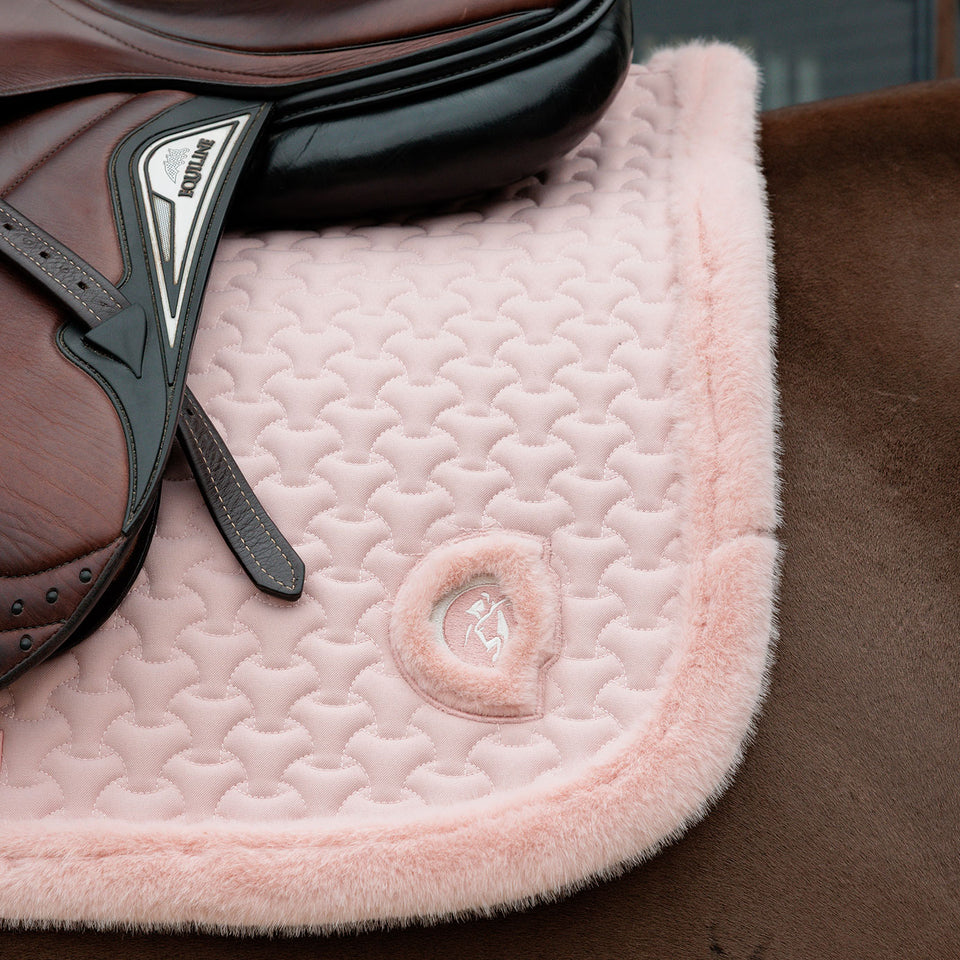 Kentucky Horsewear Faux Fur Trim Jumping Saddle Cloth - Old Rose