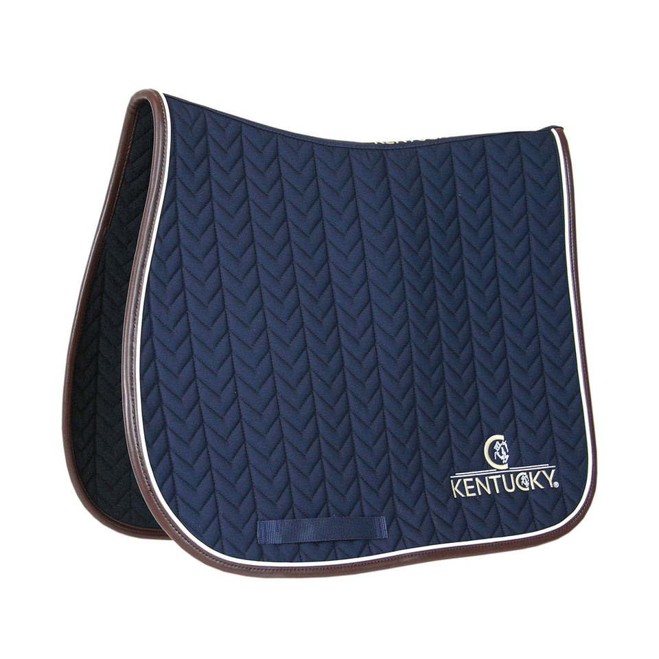 Kentucky Horsewear Fishbone Leather Logo Jumping Saddle Cloth - Navy
