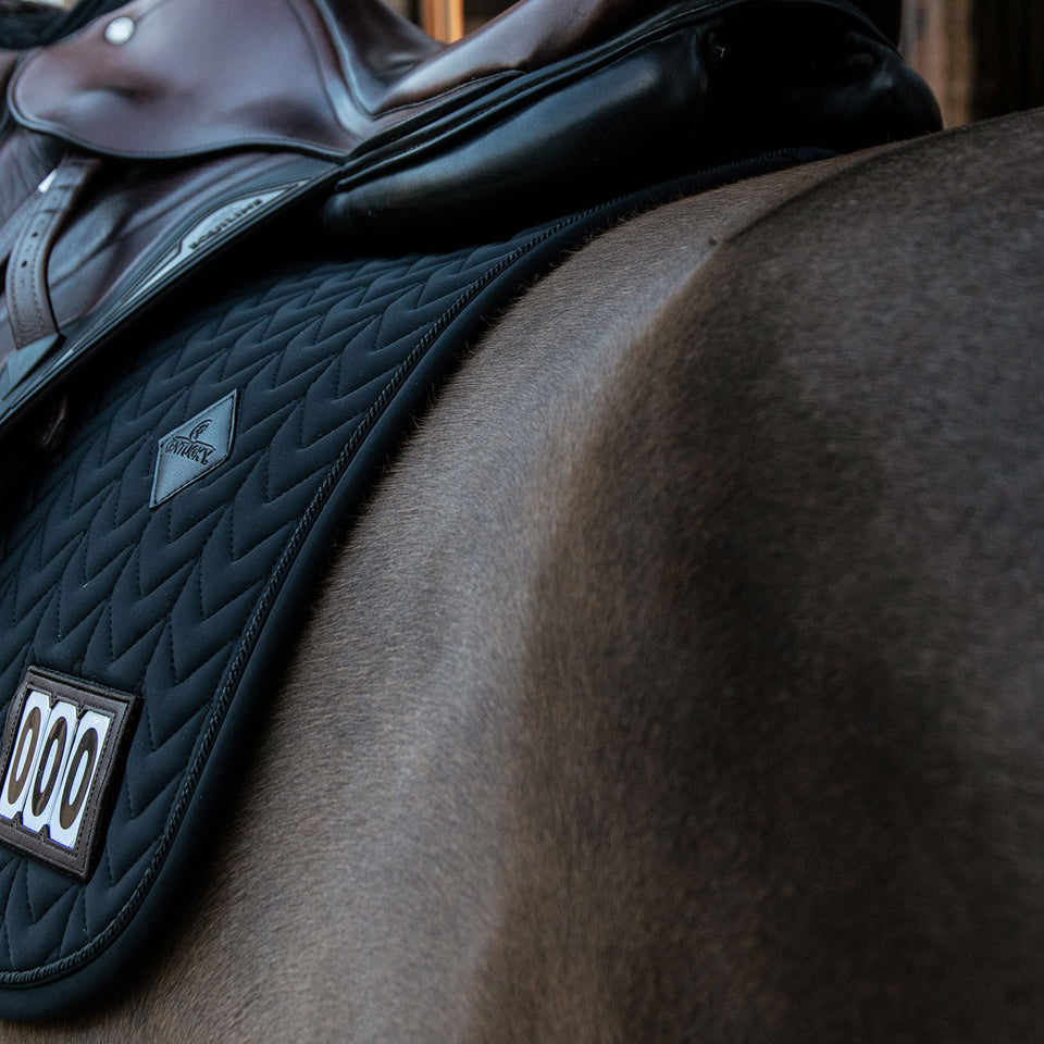 Kentucky Horsewear Fishbone Competition Numbers Jumping Saddle Cloth - Black
