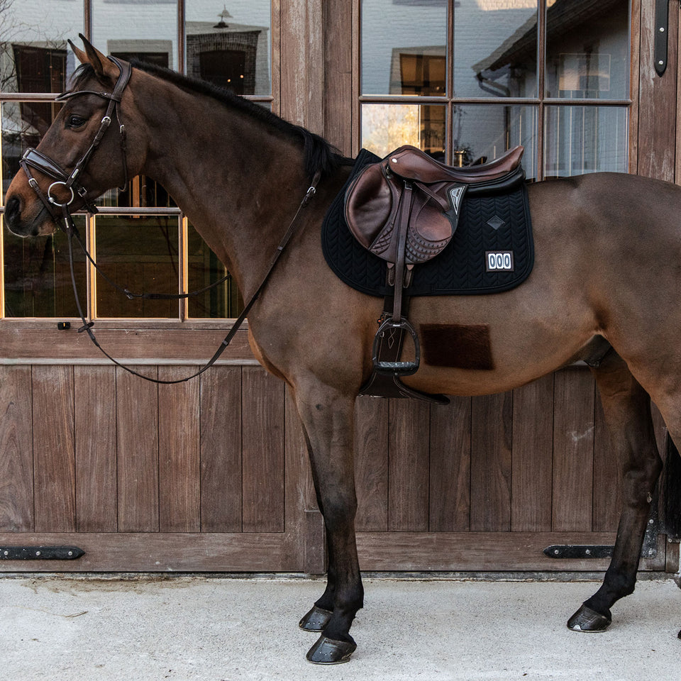 Kentucky Horsewear Fishbone Competition Numbers Jumping Saddle Cloth - Black