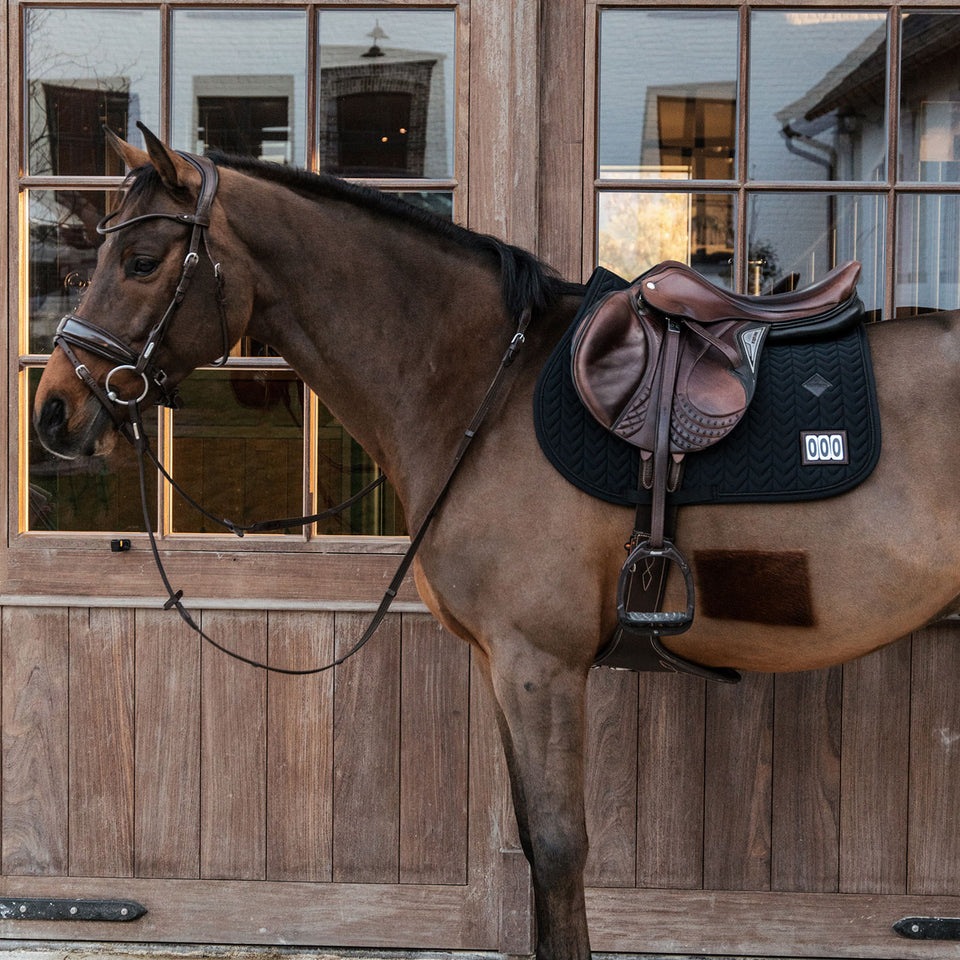 Kentucky Horsewear Fishbone Competition Numbers Jumping Saddle Cloth - Black