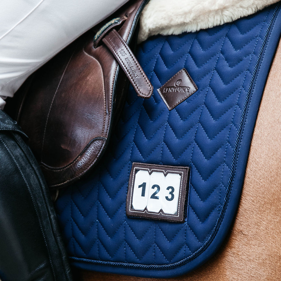 Kentucky Horsewear Fishbone Competition Numbers Jumping Saddle Cloth - Navy