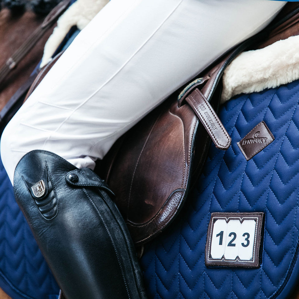 Kentucky Horsewear Fishbone Competition Numbers Jumping Saddle Cloth - Navy