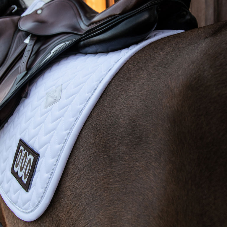 Kentucky Horsewear Fishbone Competition Numbers Jumping Saddle Cloth - White