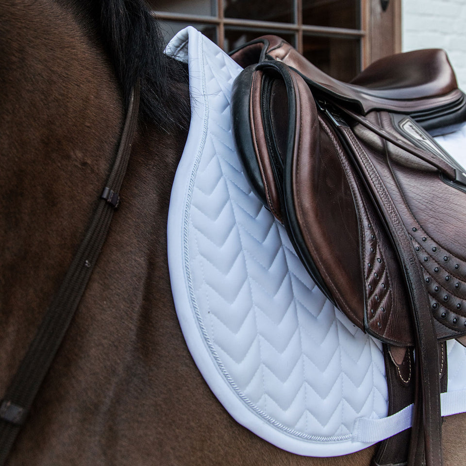 Kentucky Horsewear Fishbone Competition Numbers Jumping Saddle Cloth - White