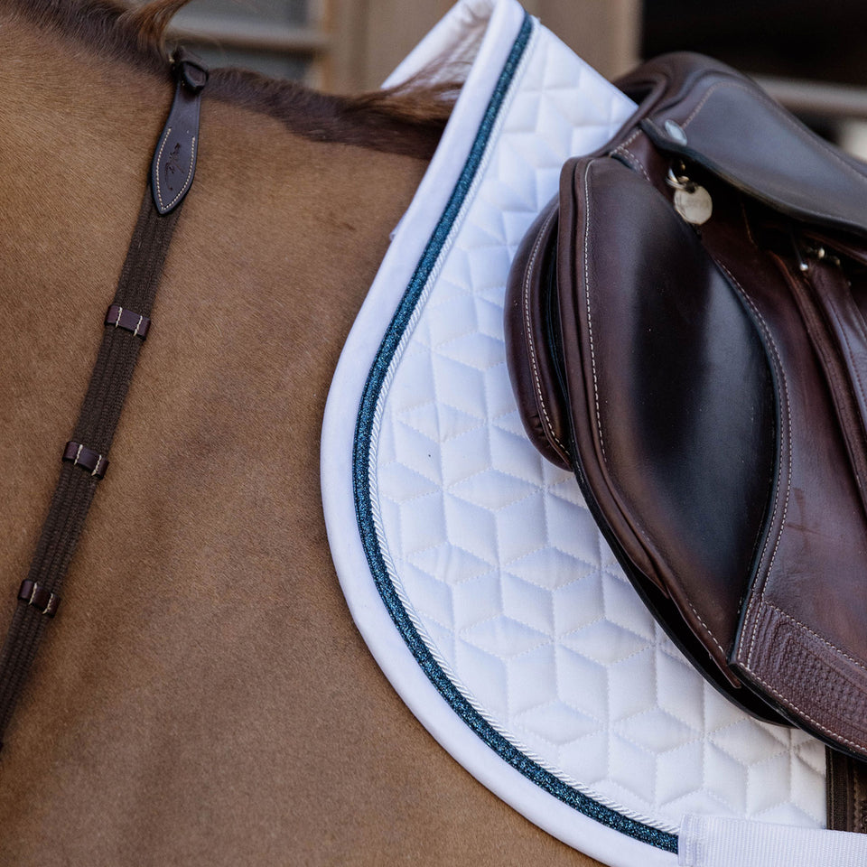 Kentucky Horsewear Glitter Rope Jumping Saddle Cloth - White/Navy