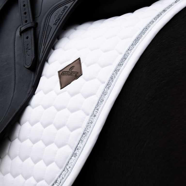 Kentucky Horsewear Glitter Band Dressage Saddle Cloth - White/Silver