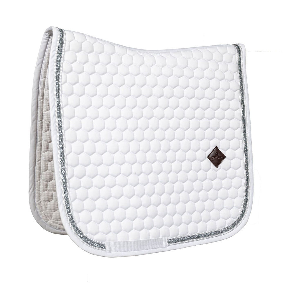 Kentucky Horsewear Glitter Band Dressage Saddle Cloth - White/Silver