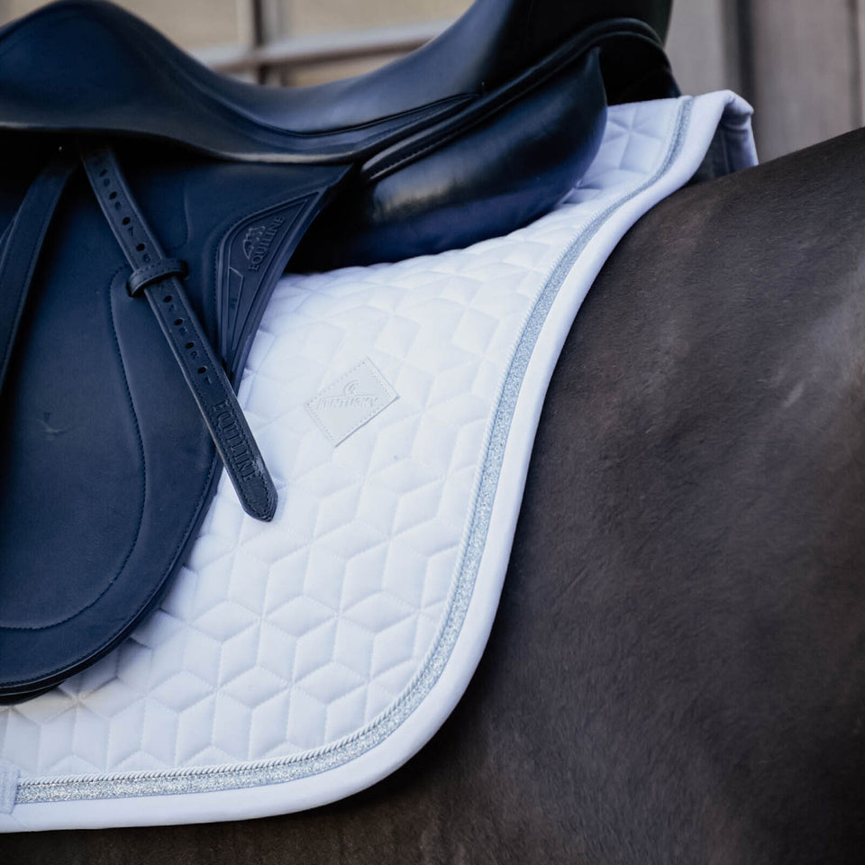 Kentucky Horsewear Glitter Rope Dressage Saddle Cloth - White/White