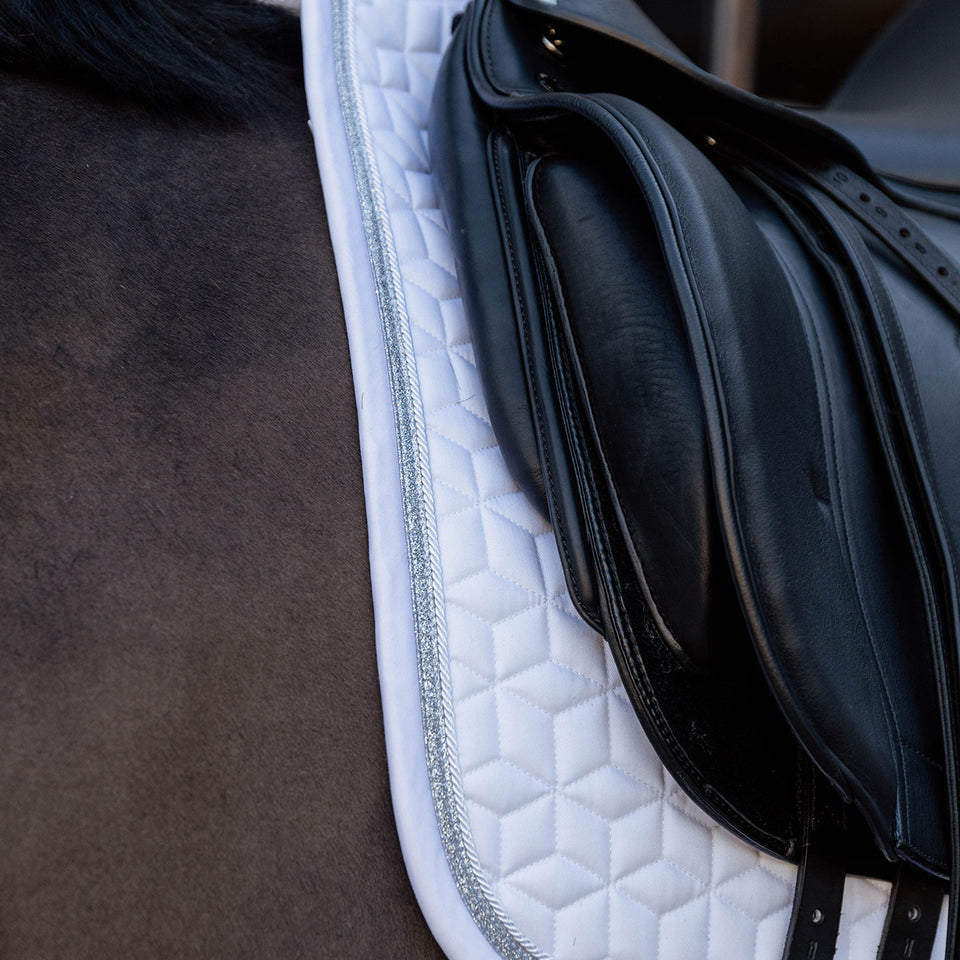 Kentucky Horsewear Glitter Rope Dressage Saddle Cloth - White/White