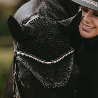 Kentucky Horsewear Glitter and Stone Wellington Fly Veil - Black