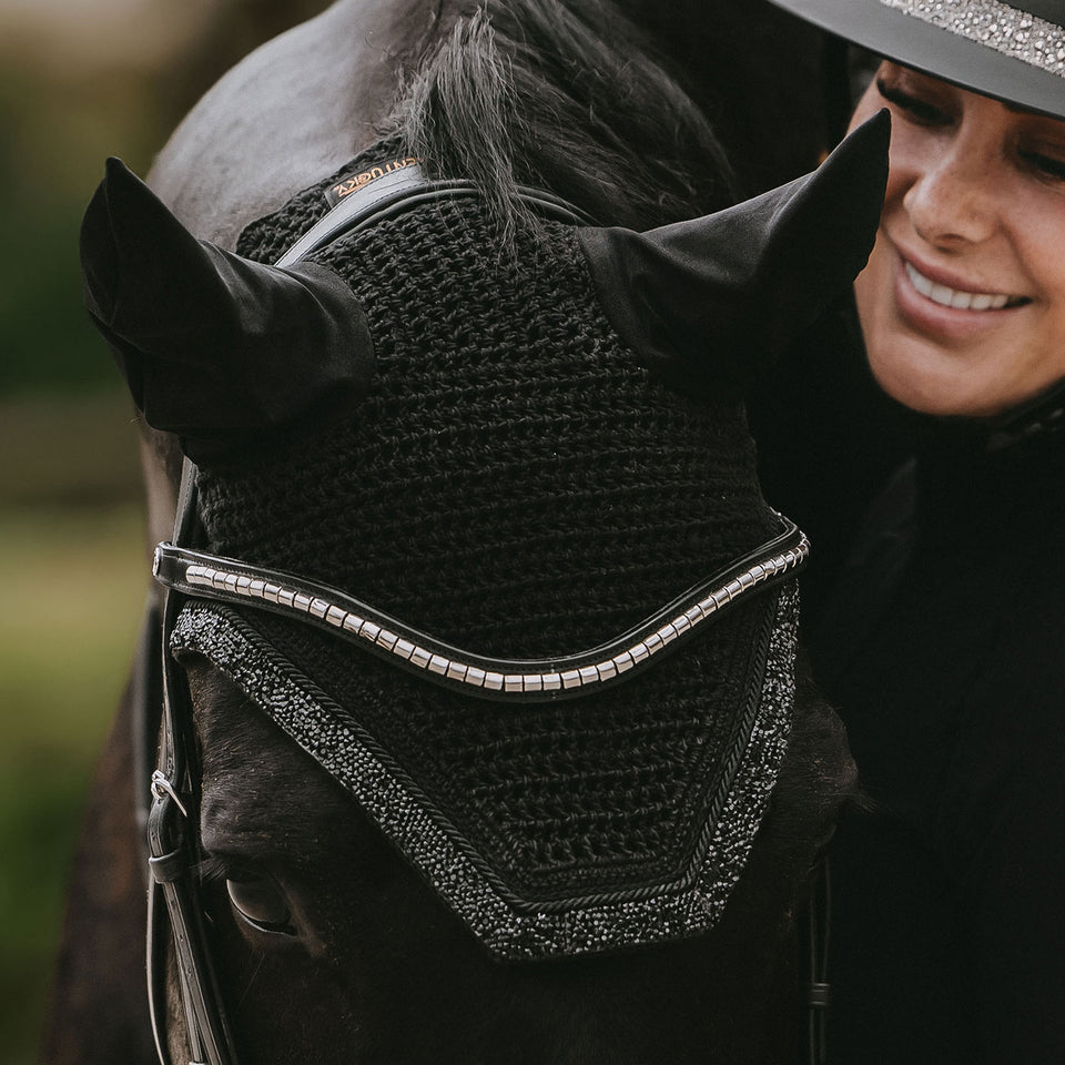 Kentucky Horsewear Glitter and Stone Wellington Fly Veil - Black