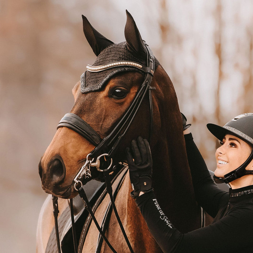 Kentucky Horsewear Glitter and Stone Wellington Fly Veil - Black