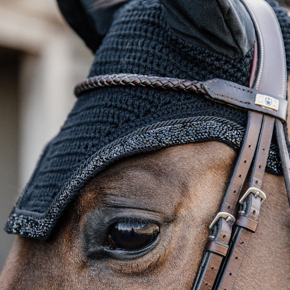 Kentucky Horsewear Glitter and Stone Wellington Fly Veil - Black