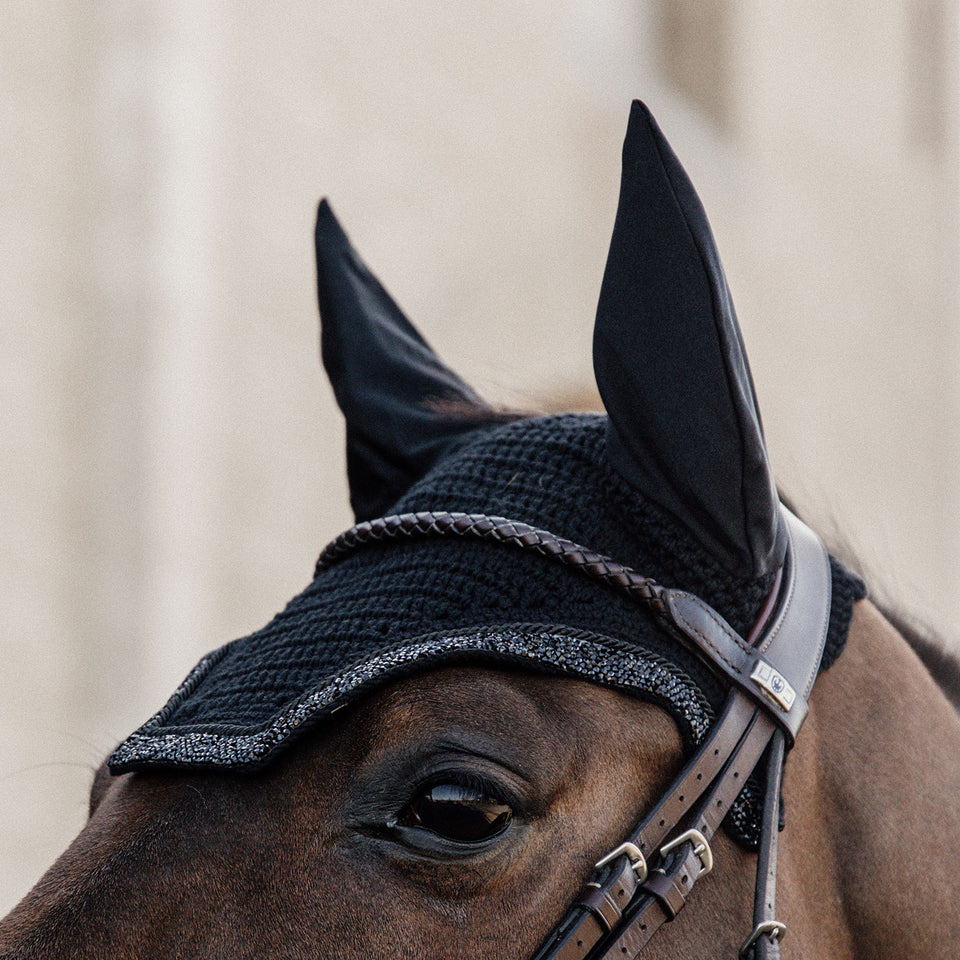 Kentucky Horsewear Glitter and Stone Wellington Fly Veil - Black