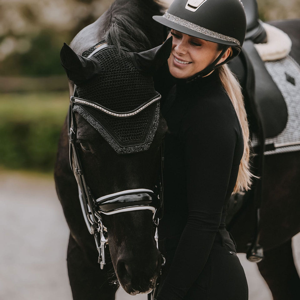 Kentucky Horsewear Glitter and Stone Wellington Fly Veil - Black