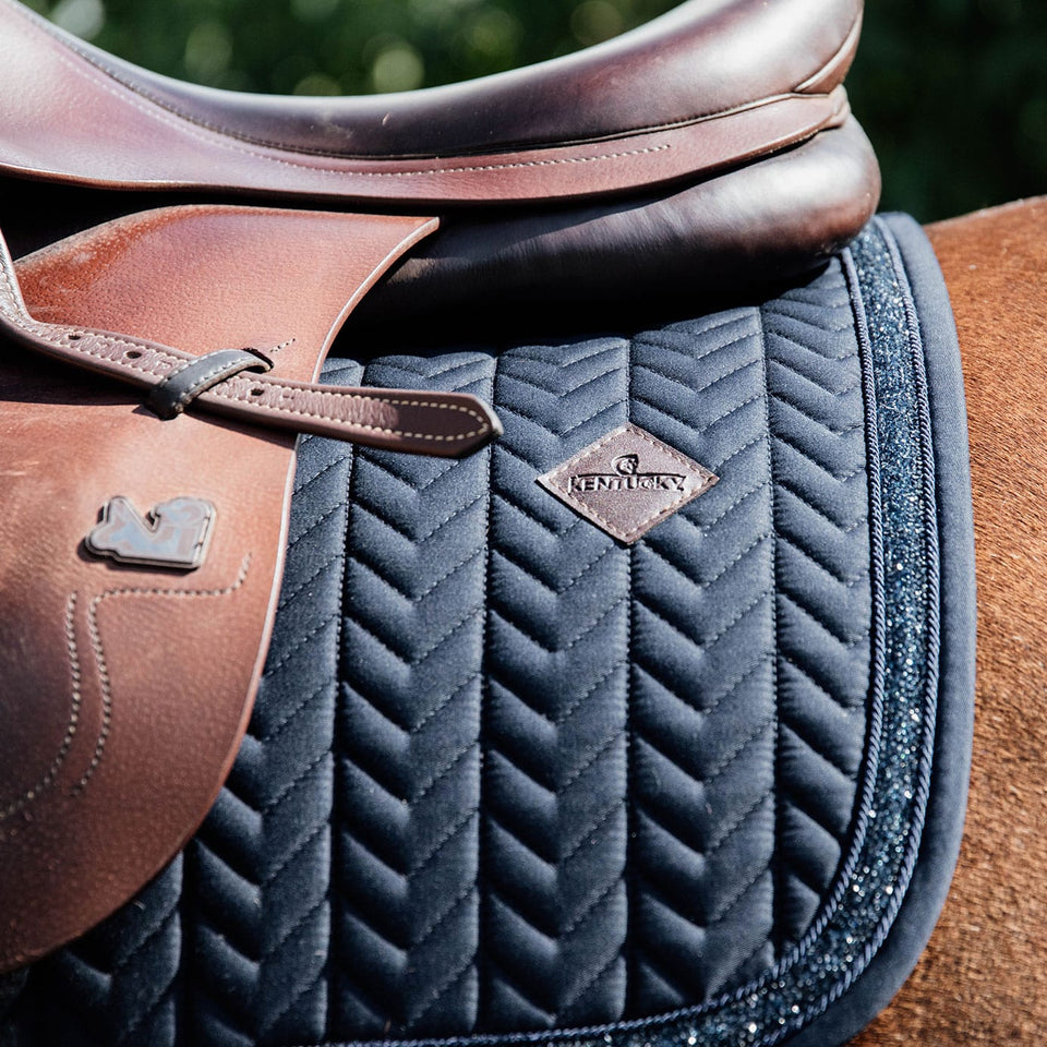 Kentucky Horsewear Glitter and Stone Jumping Saddle Cloth - Navy