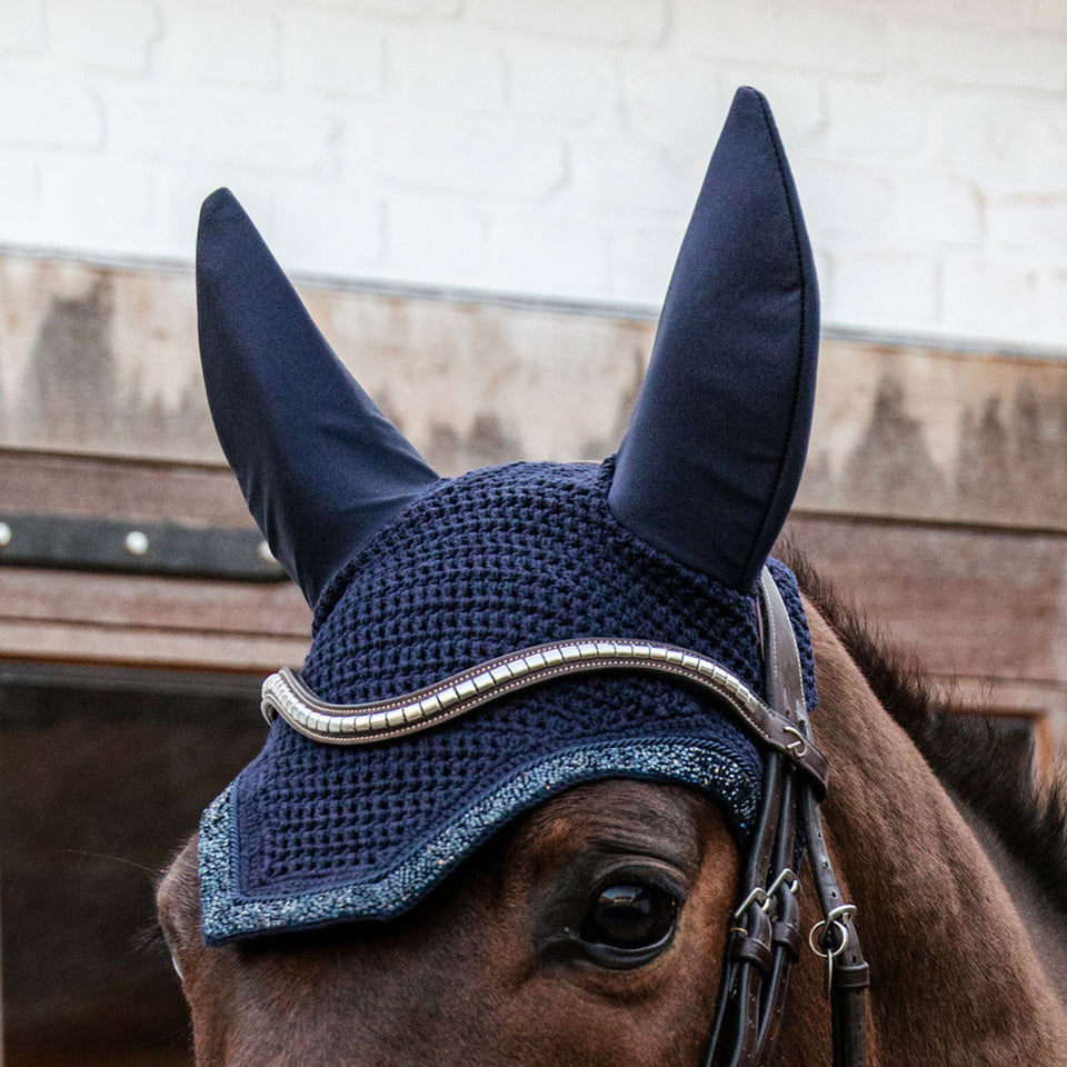 Kentucky Horsewear Glitter and Stone Wellington Fly Veil - Dark Navy
