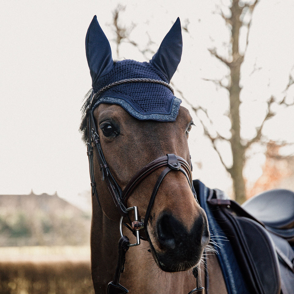 Kentucky Horsewear Glitter and Stone Wellington Fly Veil - Dark Navy