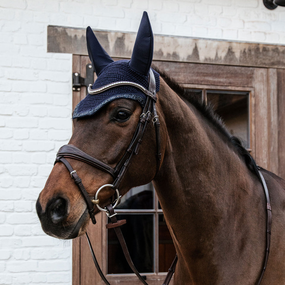 Kentucky Horsewear Glitter and Stone Wellington Fly Veil - Dark Navy
