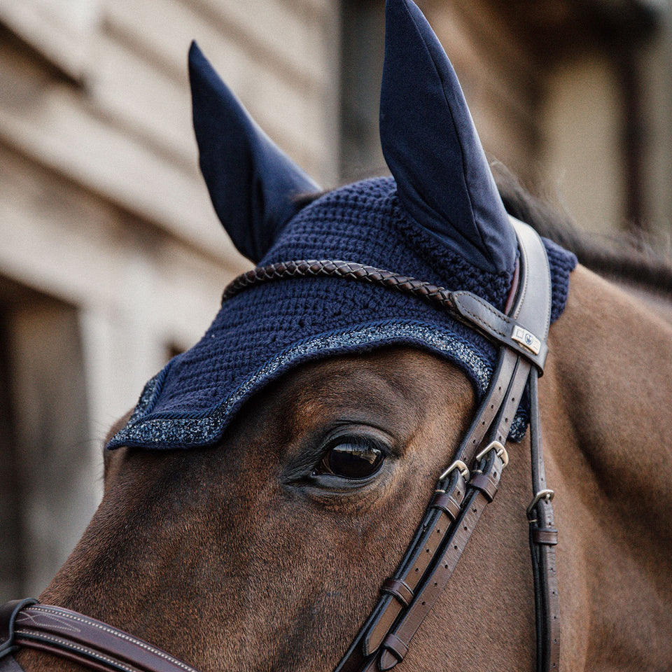Kentucky Horsewear Glitter and Stone Wellington Fly Veil - Dark Navy
