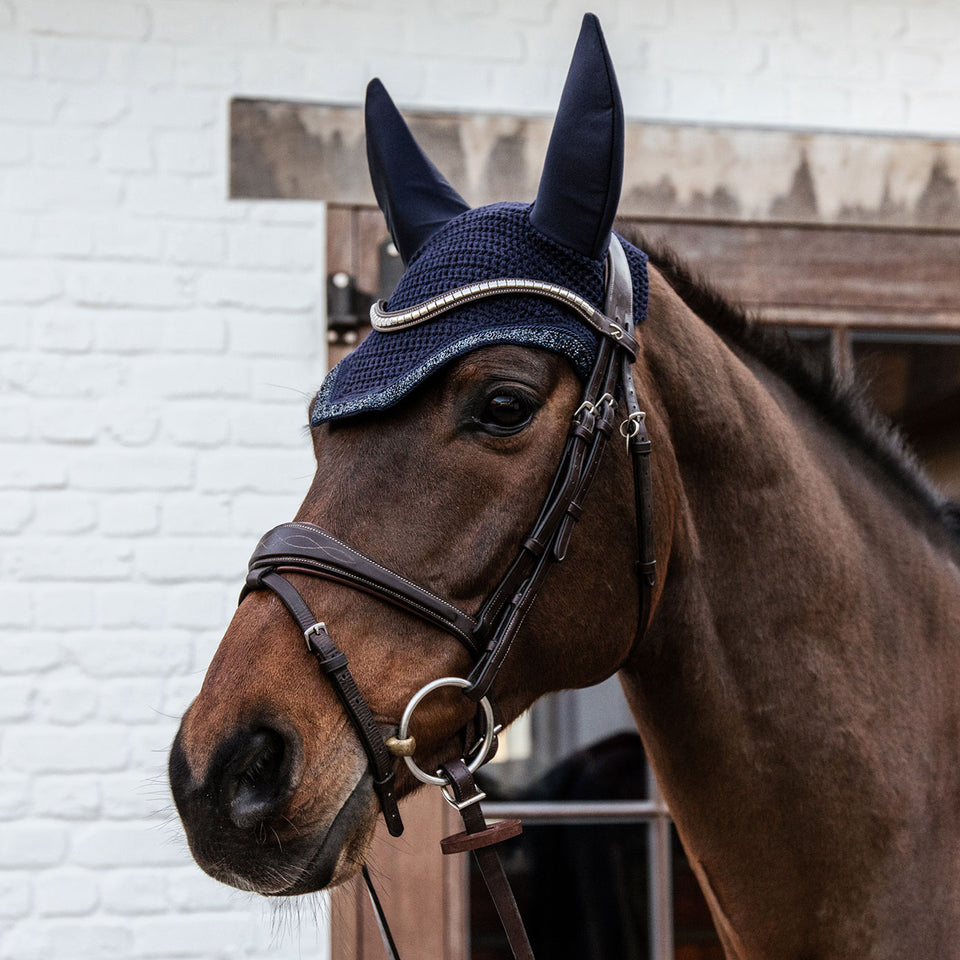 Kentucky Horsewear Glitter and Stone Wellington Fly Veil - Dark Navy