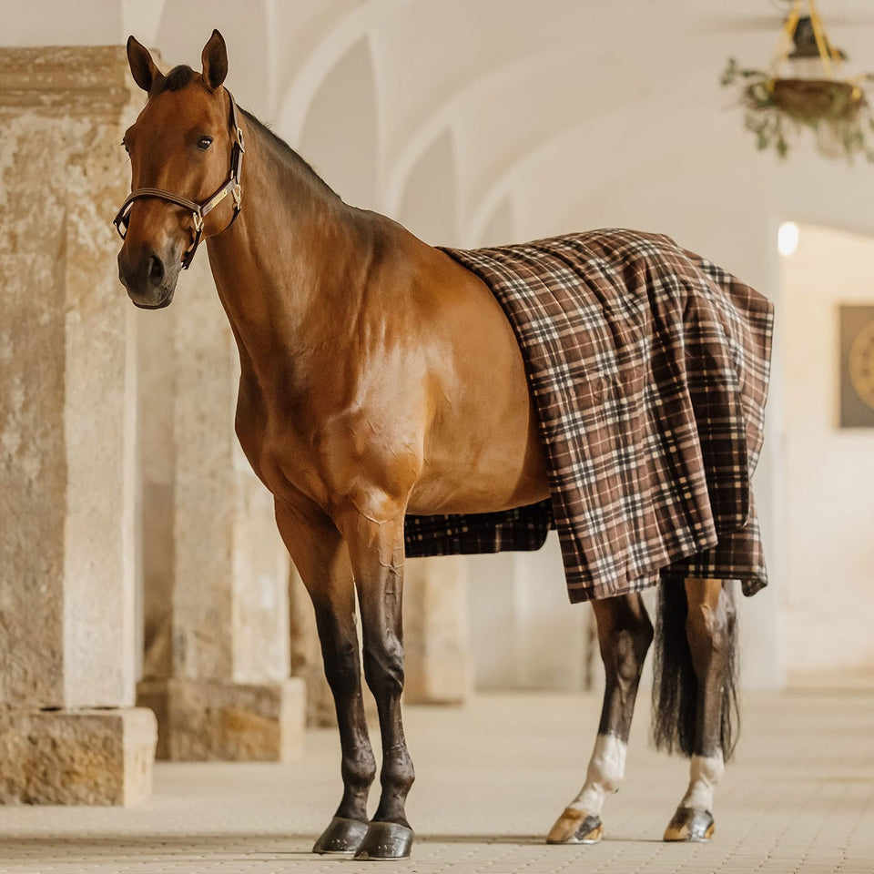 Kentucky Horsewear Heavy Fleece Square Blanket - Brown Check