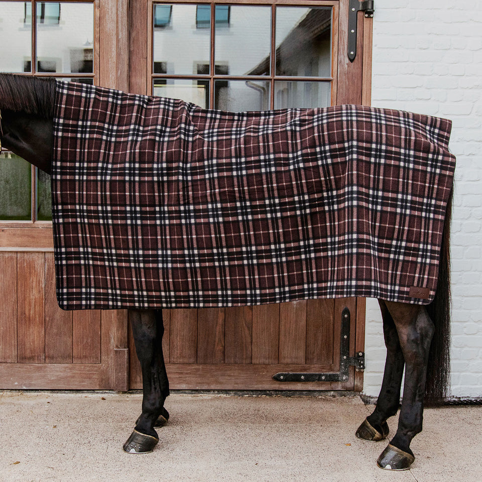 Kentucky Horsewear Heavy Fleece Square Blanket - Brown Check