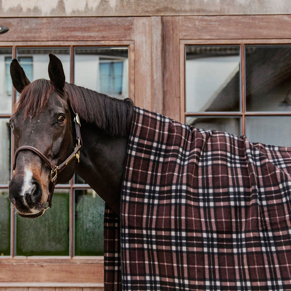Kentucky Horsewear Heavy Fleece Square Blanket - Brown Check