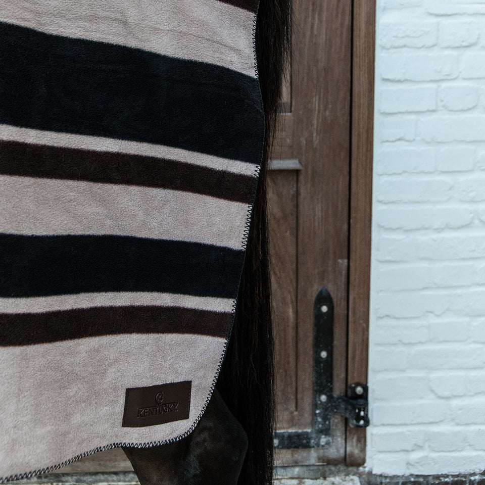 Kentucky Horsewear Heavy Fleece Square Blanket - Brown Stripes