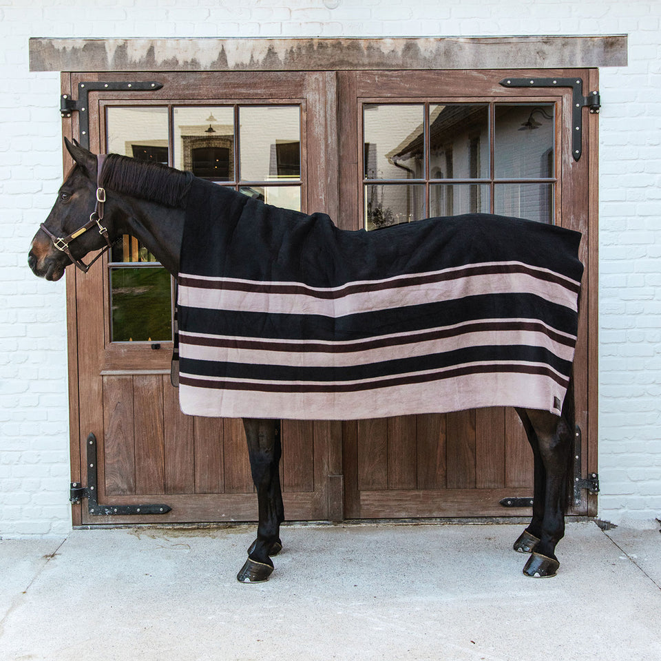 Kentucky Horsewear Heavy Fleece Square Blanket - Brown Stripes
