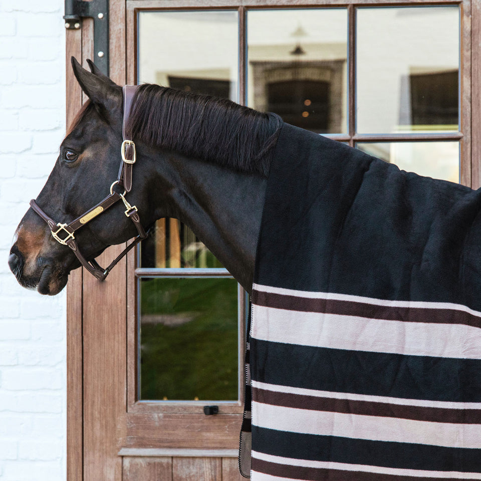 Kentucky Horsewear Heavy Fleece Square Blanket - Brown Stripes