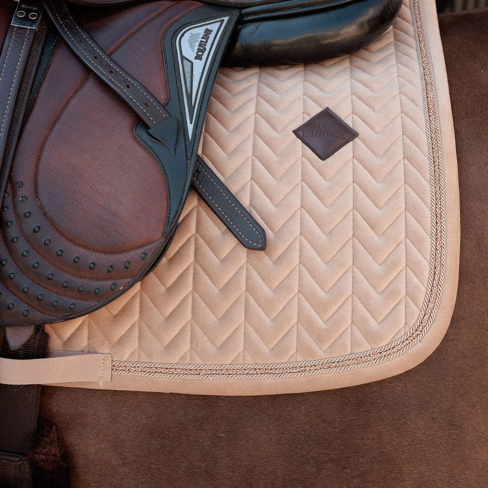 Kentucky Horsewear Velvet Mini Pearls Jumping Saddle Cloth - Beige