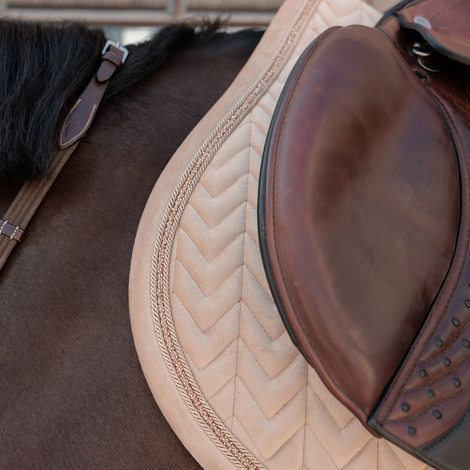 Kentucky Horsewear Velvet Mini Pearls Jumping Saddle Cloth - Beige