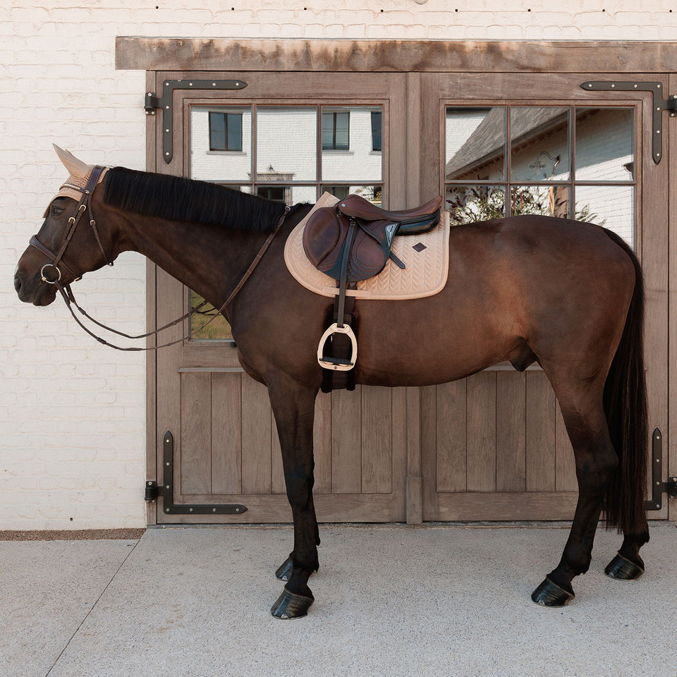 Kentucky Horsewear Velvet Mini Pearls Jumping Saddle Cloth - Beige