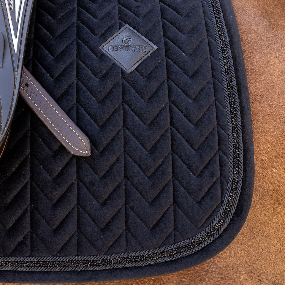 Kentucky Horsewear Velvet Mini Pearls Jumping Saddle Cloth - Black