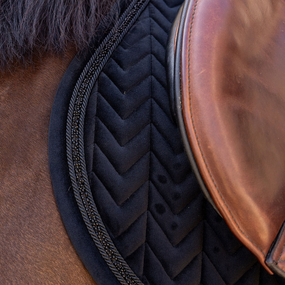 Kentucky Horsewear Velvet Mini Pearls Jumping Saddle Cloth - Black