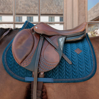 Kentucky Horsewear Velvet Mini Pearls Jumping Saddle Cloth - Navy
