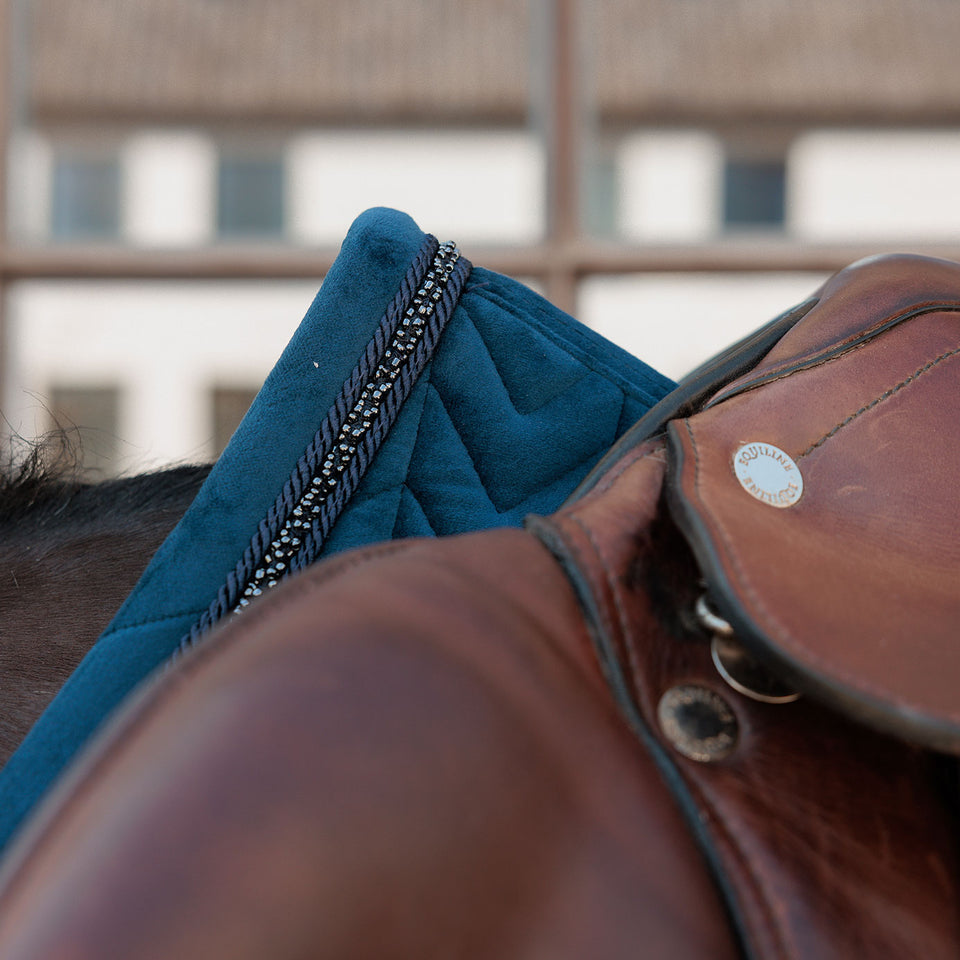 Kentucky Horsewear Velvet Mini Pearls Jumping Saddle Cloth - Navy