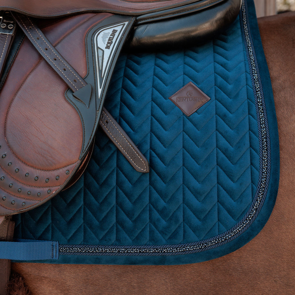 Kentucky Horsewear Velvet Mini Pearls Jumping Saddle Cloth - Navy