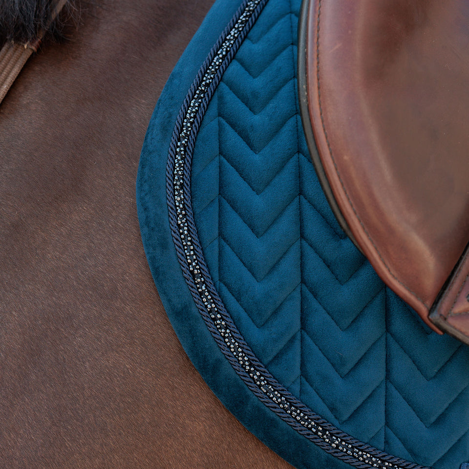Kentucky Horsewear Velvet Mini Pearls Jumping Saddle Cloth - Navy