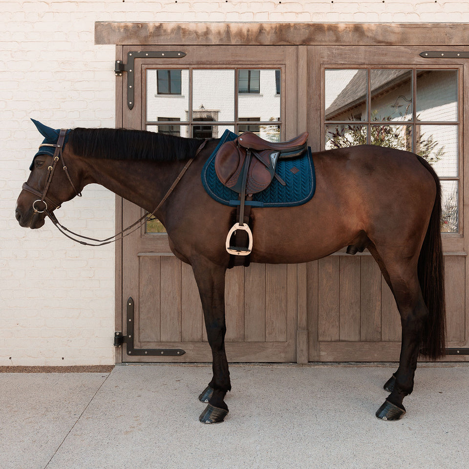 Kentucky Horsewear Velvet Mini Pearls Jumping Saddle Cloth - Navy