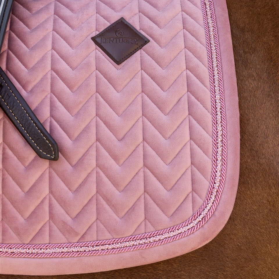 Kentucky Horsewear Velvet Mini Pearls Jumping Saddle Cloth - Old Rose