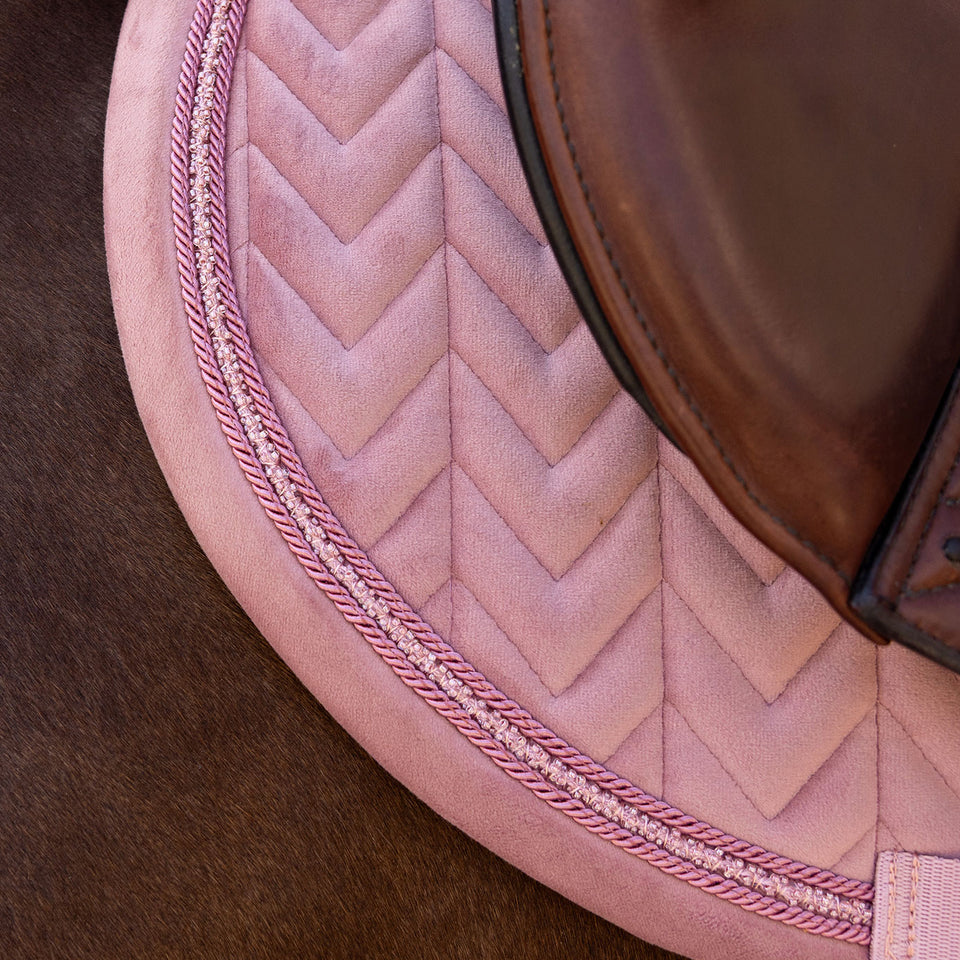 Kentucky Horsewear Velvet Mini Pearls Jumping Saddle Cloth - Old Rose